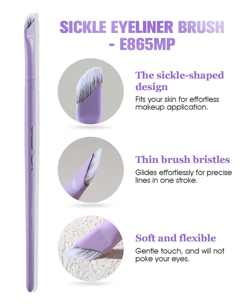 EIGSHOW Eyeliner Brush, Sickle Angled Gel Eyeliner Brush with Silver Ion Bristles, Ultra Thin Eye Makeup Brushes for Precise Eye Liner, Eyebrow (E865MP) - Image 2